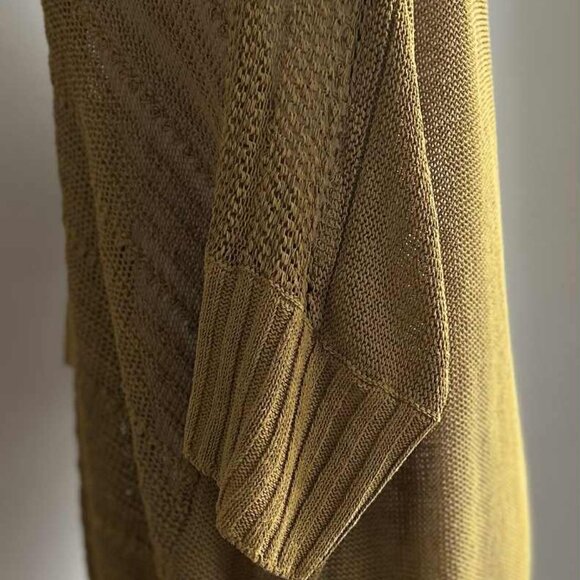 Sarah Pacini Verdant Dijon Linen-Blend Open-Work Asymmetric Knit Sweater – OS - Picture 8 of 13